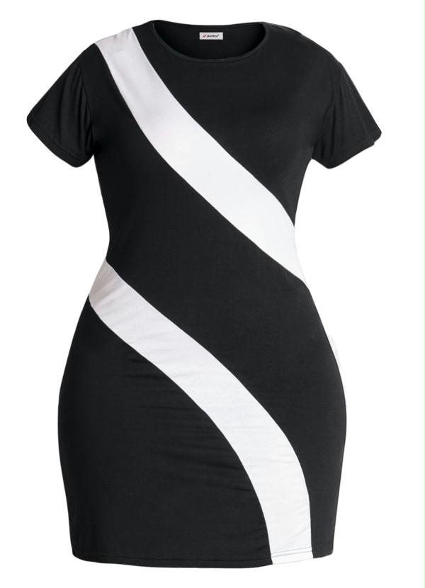 Quintess - Vestido Bicolor Preto e Branco Plus Size 5
