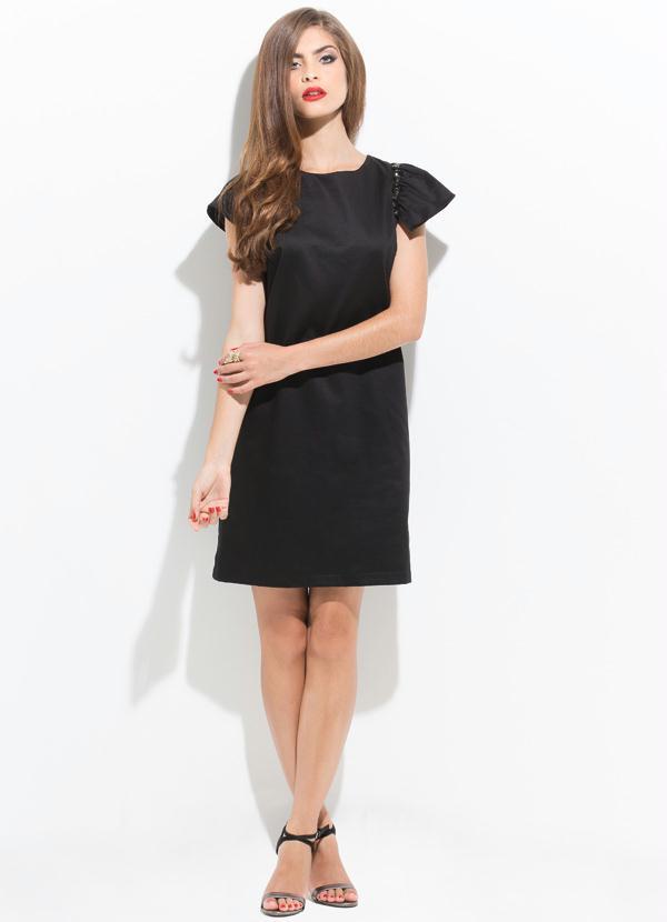 Multimarcas - Vestido Bordado na Manga Preto 3
