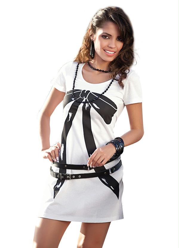 Outlet - Vestido Branco com Estampa