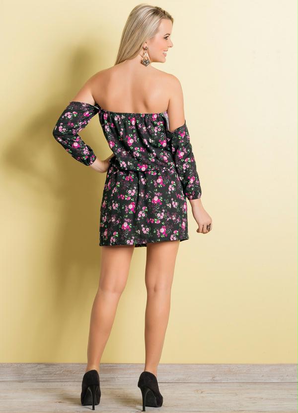 Outlet - Vestido Ciganinha Preto Estampado 4