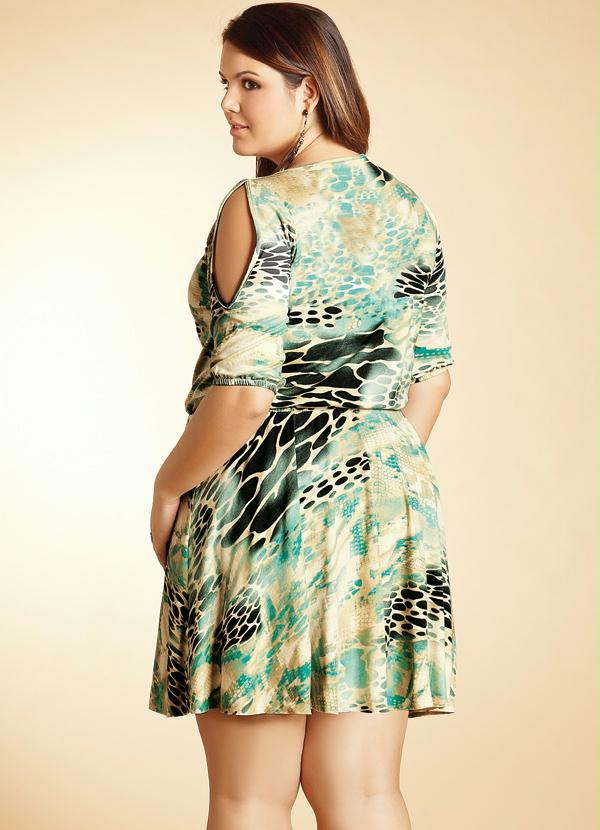 Quintess - Vestido com Abertura nos Ombros Estampado 2