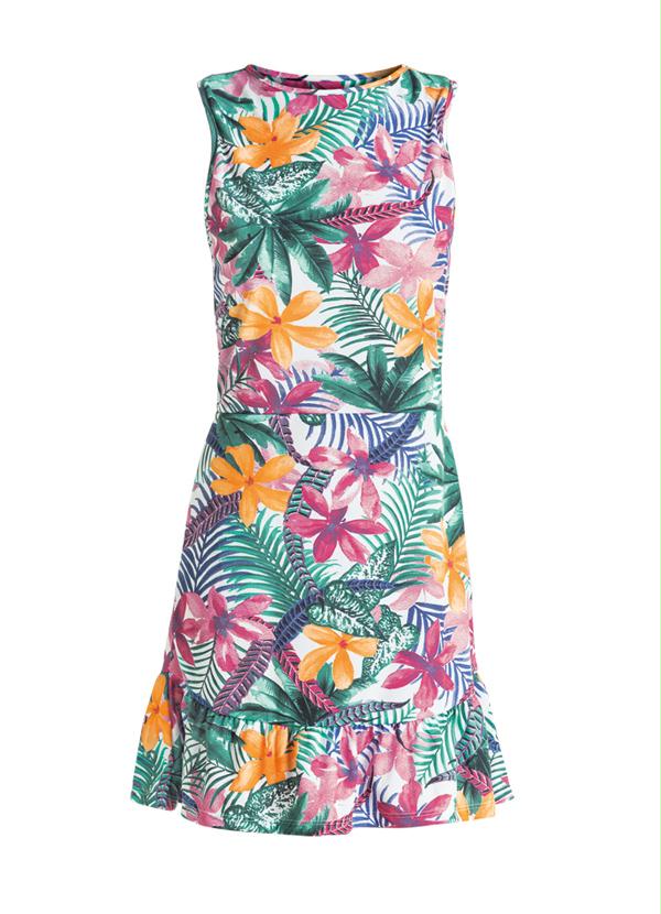 Outlet - Vestido com Babado na Barra Estampa Tropical 7