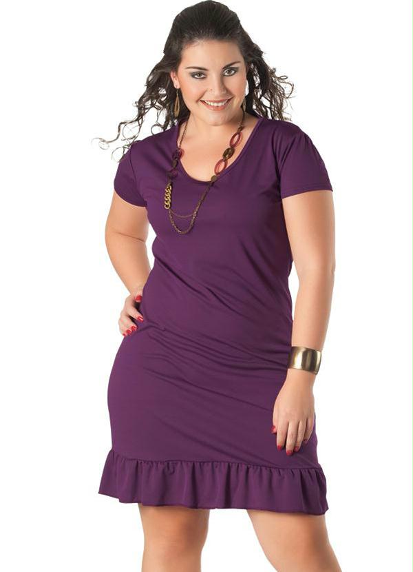 Marguerite - Vestido com Babado na Barra Plus Size Roxo
