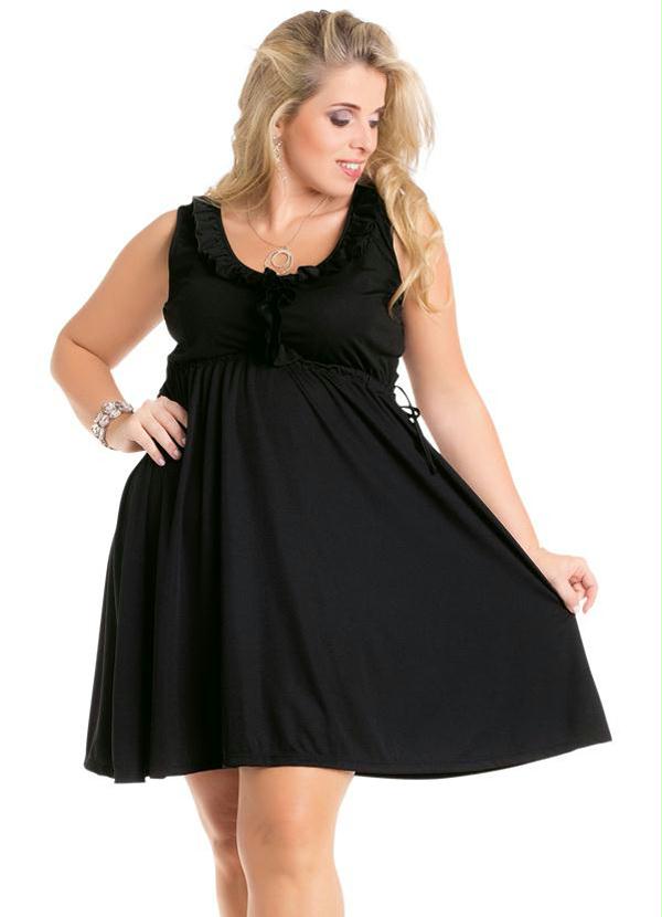 Marguerite - Vestido com Babados no Busto Preto