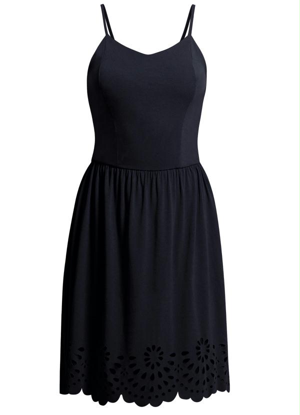 Quintess - Vestido com Barra Vazada Preto 6