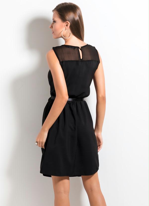 Ah - Vestido com Detalhe em Crepe Ah Preto 2