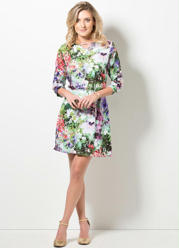 Multimarcas - Vestido com Mangas 7/8 Floral 3