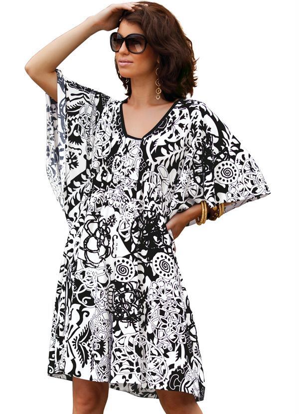 Quintess - Vestido com Mangas Morcego Estampado
