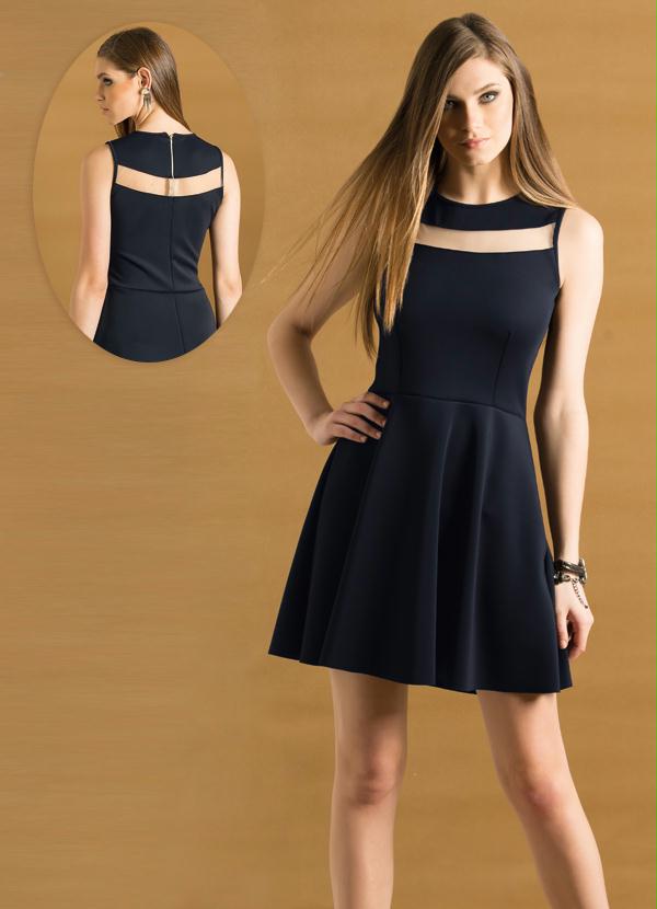 Quintess - Vestido com Recorte Transparente Preto 1