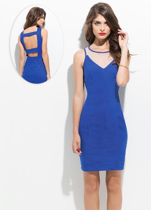 Multimarcas - Vestido Costas Vazadas Azul Royal
