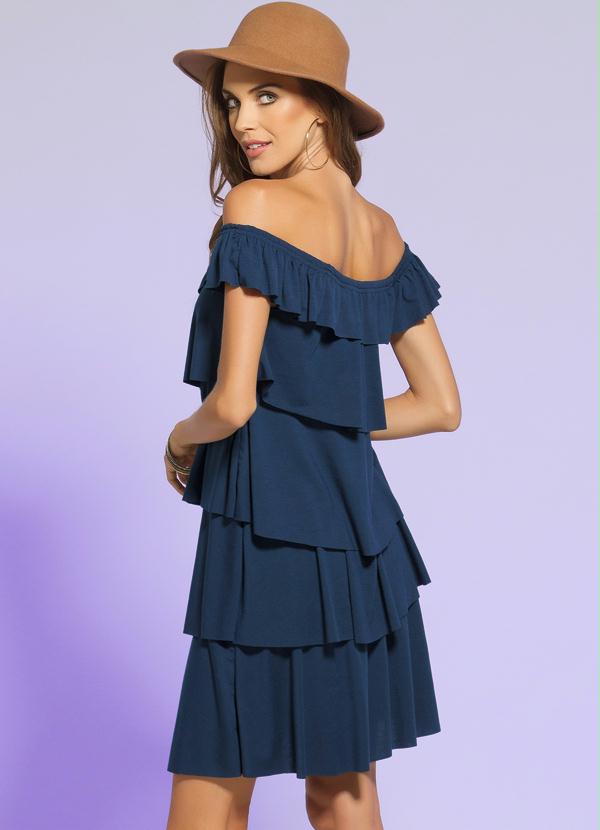 Quintess - Vestido Curto Babados Marinho 2