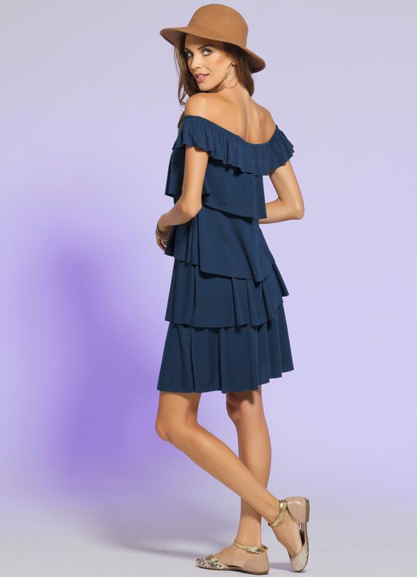 Quintess - Vestido Curto Babados Marinho 4