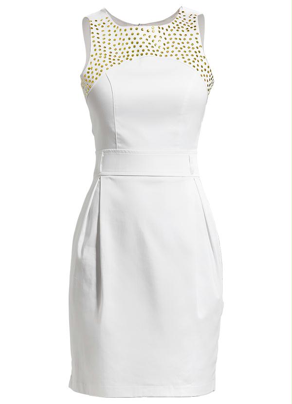 Quintess - Vestido Curto com Aplicação Tachas Branco 8
