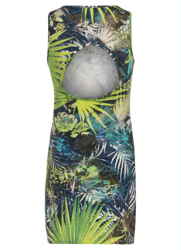 Quintess - Vestido Curto Decote nas Costas Estampa Tropical 6