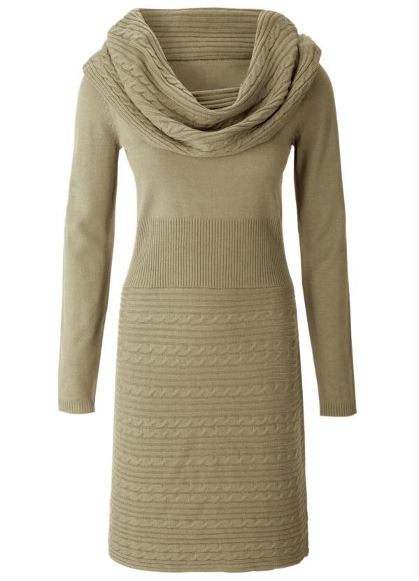 Outlet - Vestido de Tricô Marrom-Acinzentado 7