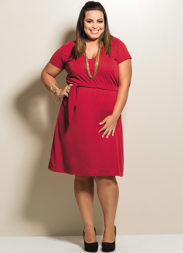 Marguerite - Vestido Decotado Plus Size Vermelho 3