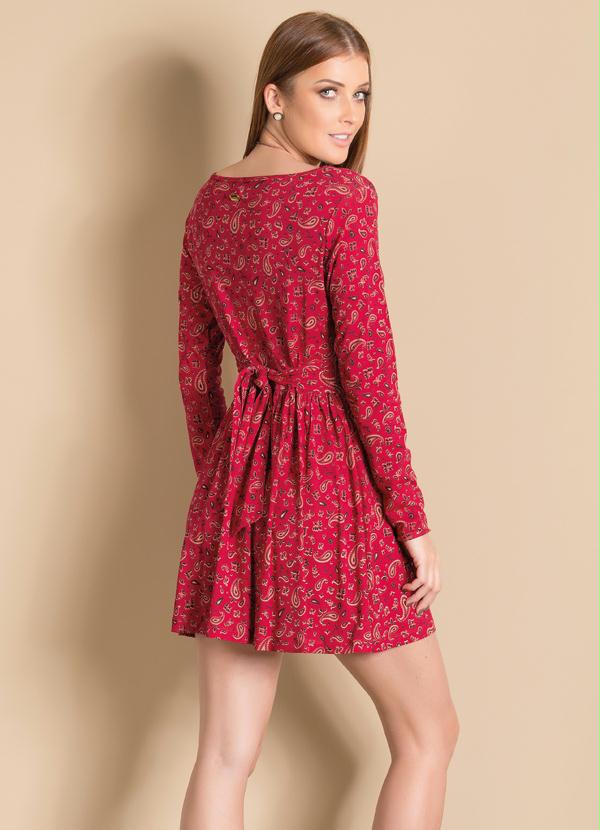 Quintess - Vestido Decote Transpassado Estampa Cashmere 2