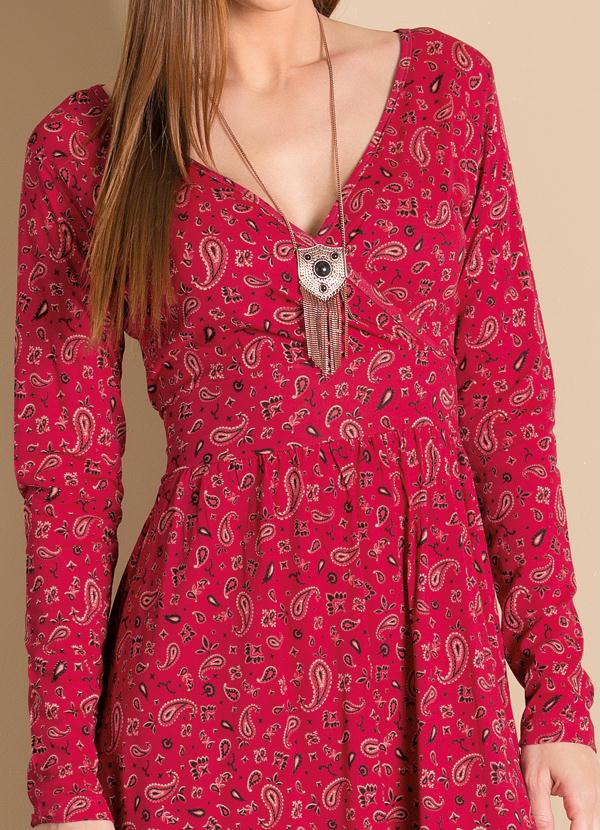 Quintess - Vestido Decote Transpassado Estampa Cashmere 3