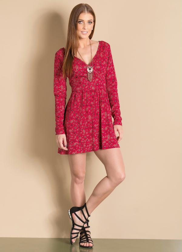 Quintess - Vestido Decote Transpassado Estampa Cashmere 5