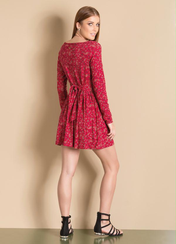 Quintess - Vestido Decote Transpassado Estampa Cashmere 6