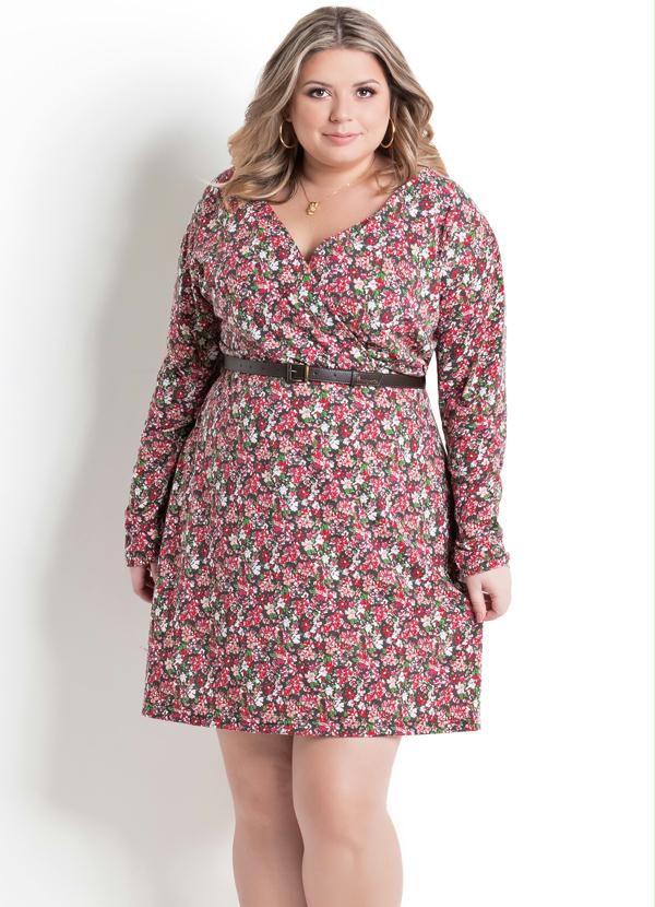 Vestido Decote Transpassado Floral Plus Size Marguerite