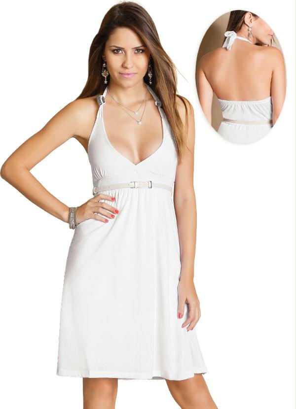 vestido branco com decote v