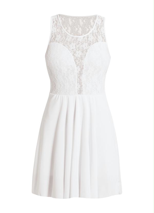 Outlet - Vestido Detalhe com Renda Branco 6