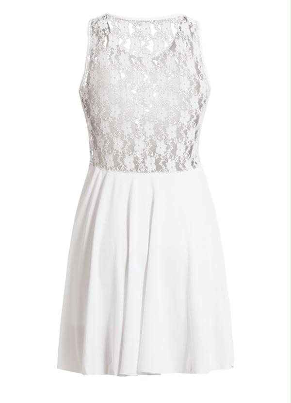 Outlet - Vestido Detalhe com Renda Branco 8