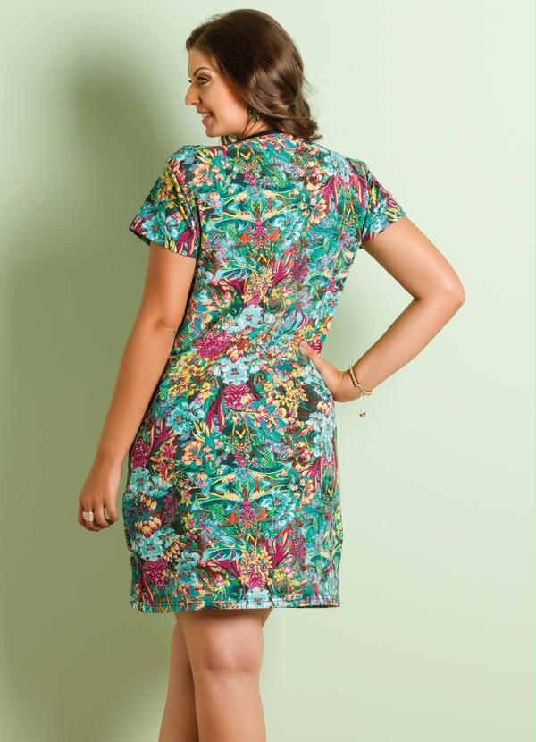 Marguerite - Vestido Detalhe Tule Estampa Flores Plus Size 2