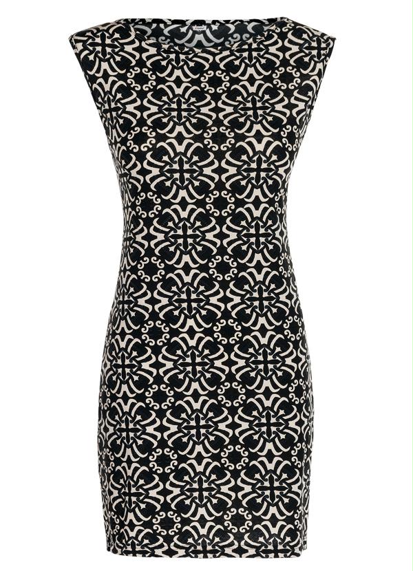 Quintess - Vestido Estampa de Azulejo Preto 5