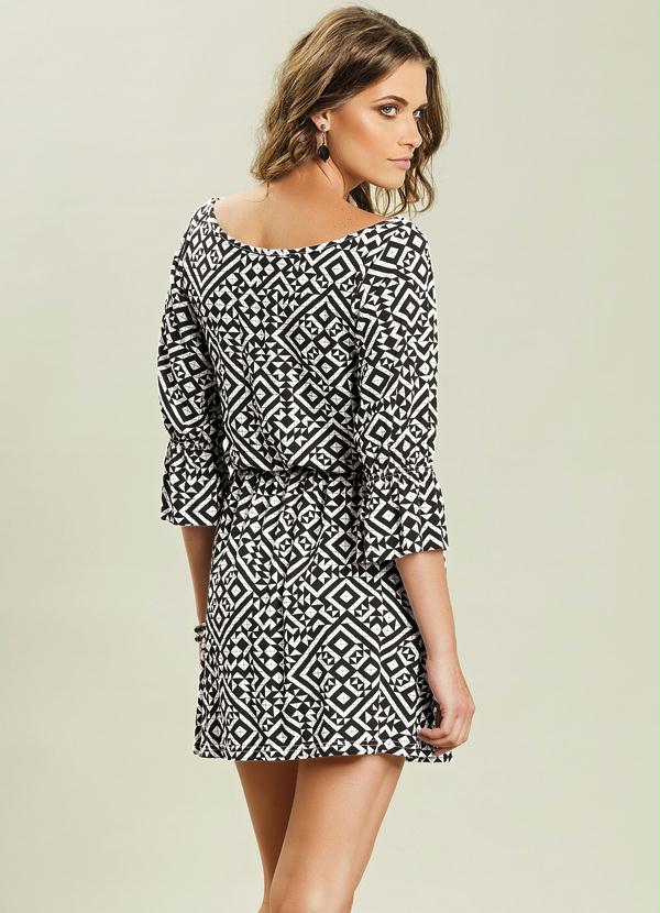 Quintess - Vestido Estampa Geométrica Mangas 3/4 3