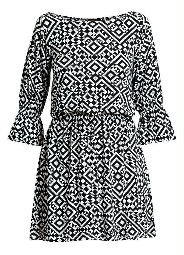 Quintess - Vestido Estampa Geométrica Mangas 3/4 8
