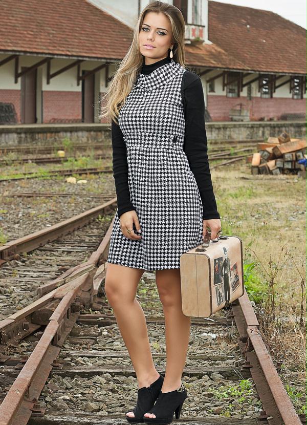 Outlet - Vestido Estampado com Gola Dobrada 5