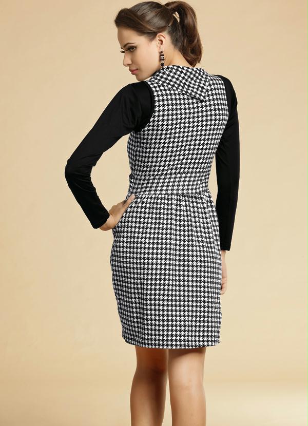 Outlet - Vestido Estampado com Gola Dobrada 8