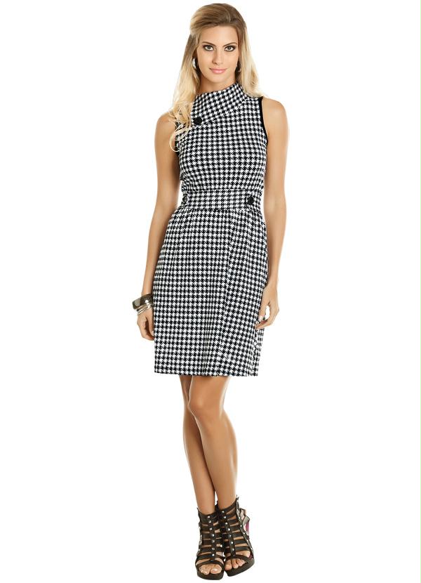 Outlet - Vestido Estampado com Gola Dobrada 9