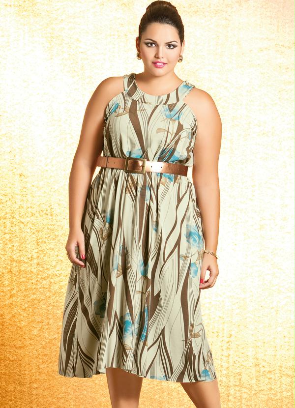 Quintess - Vestido Estampado Comprimento Midi