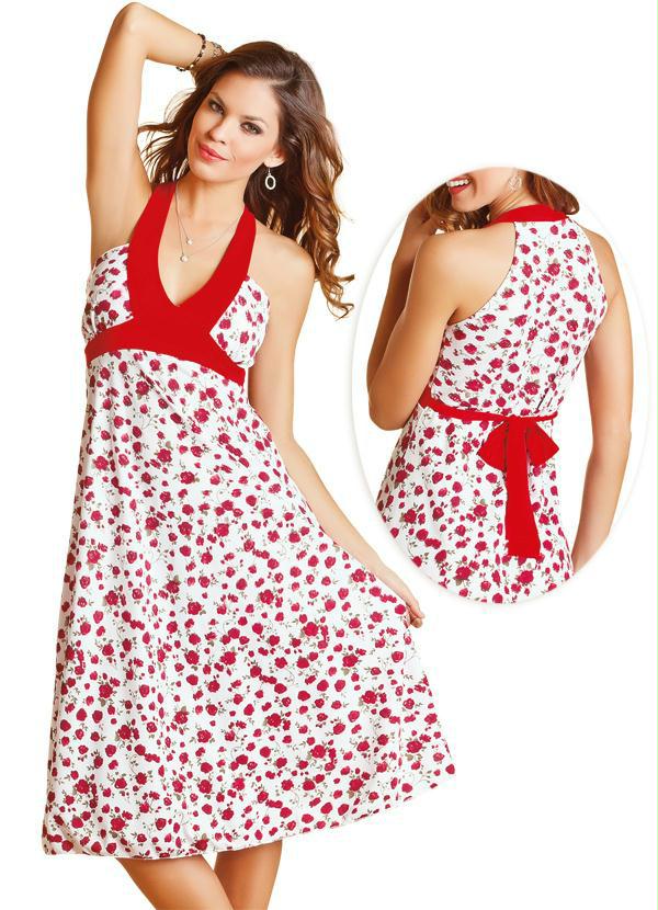 Outlet - Vestido Estampado Decote em V