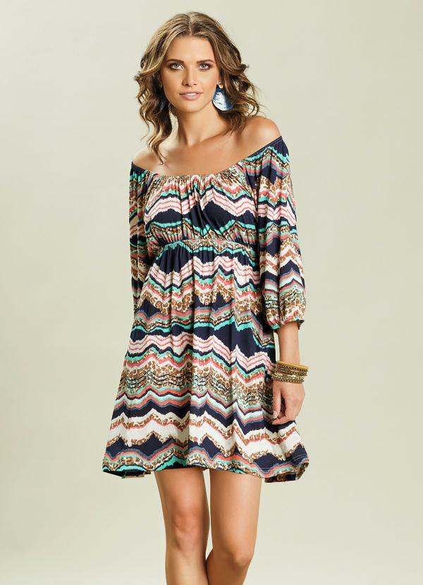 Quintess - Vestido Estampado Manga 3/4