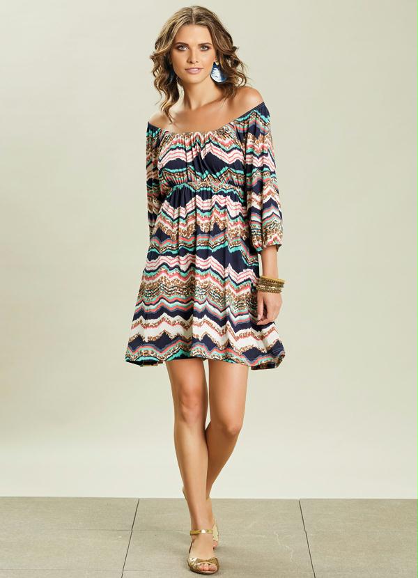 Quintess - Vestido Estampado Manga 3/4 3