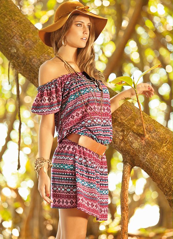 Quintess - Vestido Estampado Modelo Ciganinha