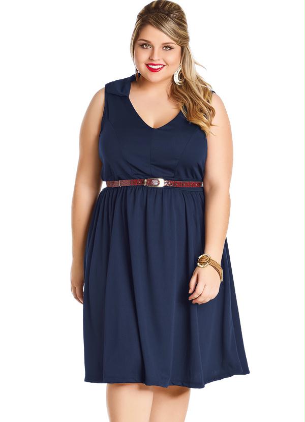 Marguerite - Vestido Evasê com Gola Marinho