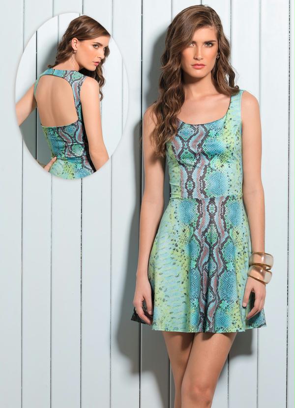 Quintess - Vestido Evasê Decote Costas Animal Print 1