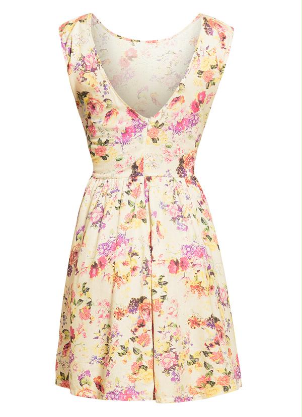 Quintess - Vestido Evasê Flores Decote nas Costas 8