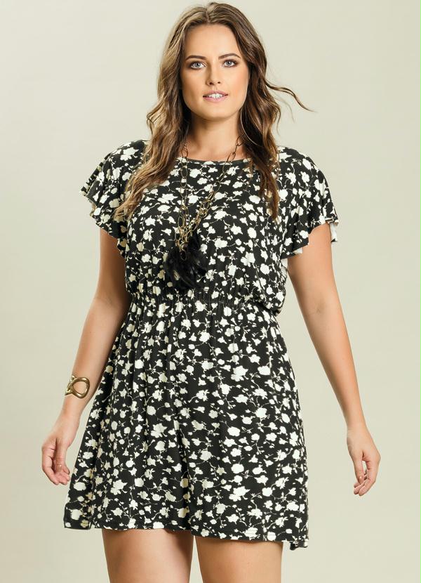 Quintess - Vestido Evasê Florido Plus Size