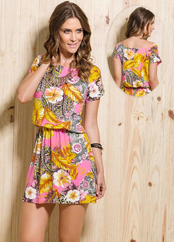 Quintess - Vestido Evasê Mix Estampa