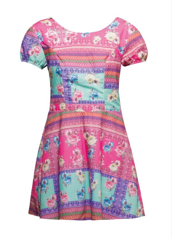 Quintess - Vestido Floral Rosa com Decote nas Costas 6