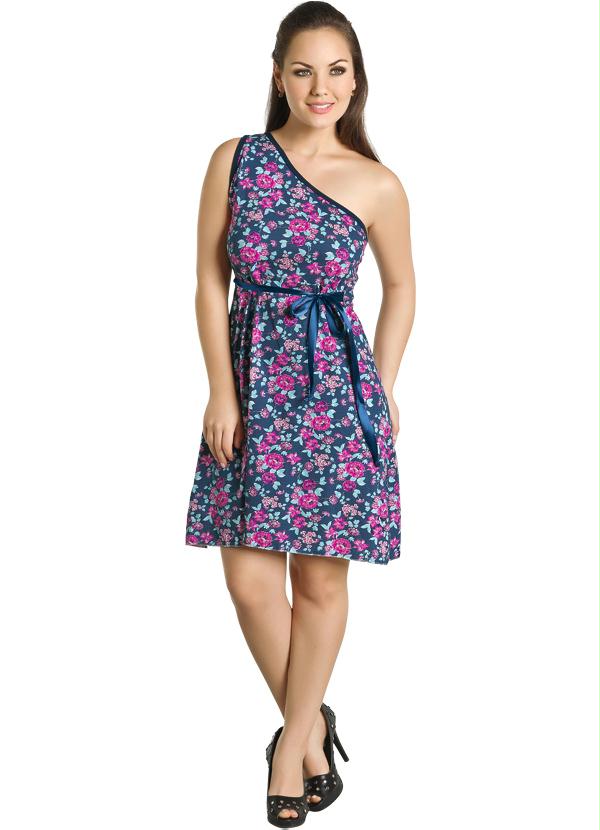 Outlet - Vestido Floral um Ombro Só 4