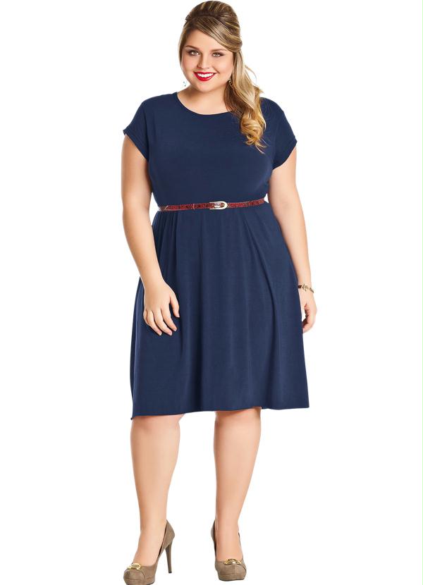 Marguerite - Vestido Liso Marinho Manga Curta 3