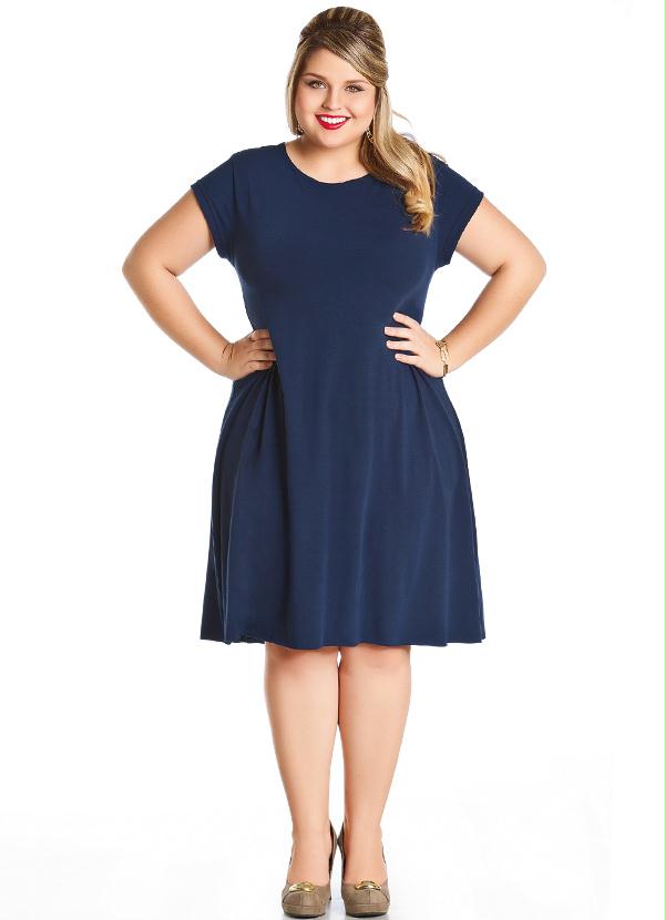 Marguerite - Vestido Liso Marinho Manga Curta 4