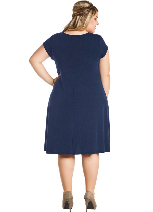Marguerite - Vestido Liso Marinho Manga Curta 5